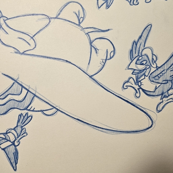 Disney Dumbo with Crows Drawing/Sketch animation art handmade signed - Picture 5 of 6